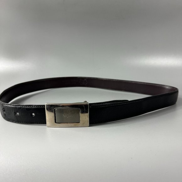 100% Authentic Salvatore Ferragamo Black Leather Belt - Picture 1 of 15